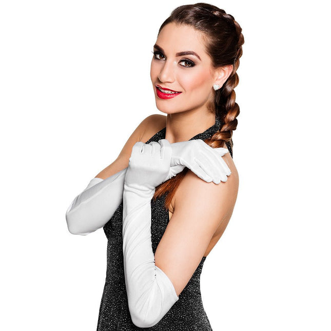 Witte Handschoenen Lang 40cm van Boland koop je bij Partywinkel