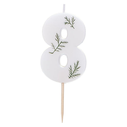 Witte Kaars 8 Jaar Gebladerd 5cm van Ginger Ray koop je bij Partywinkel