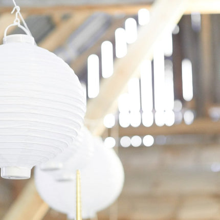 Witte Lampion Rond met lampje 20cm van Partydeco koop je bij Partywinkel