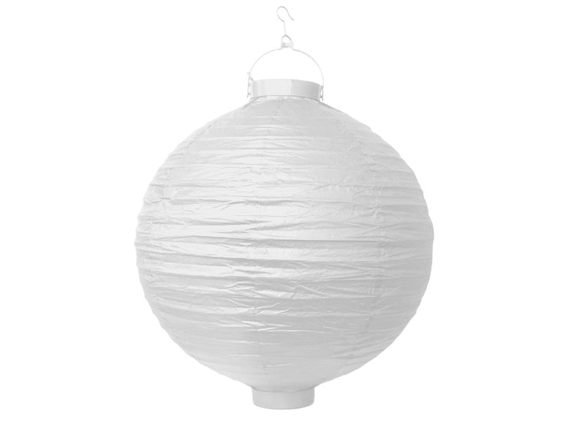 Witte Lampion Rond met lampje 30cm van Partydeco koop je bij Partywinkel