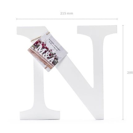 Witte Letter N Hout 21,5cm van Partydeco koop je bij Partywinkel