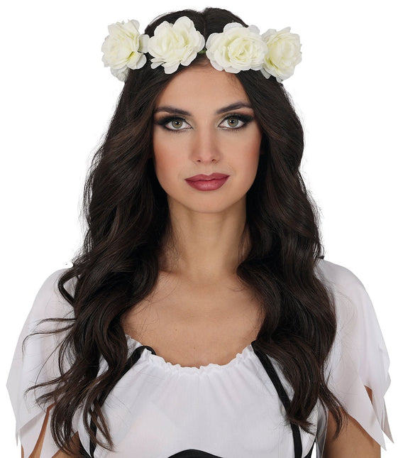 Witte Rozen Hoofdband van Fiestas Guirca koop je bij Partywinkel