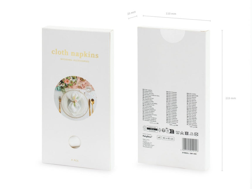 Witte Servetten Stof 40cm 4st van Partydeco koop je bij Partywinkel