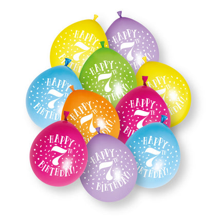 10 stuks Happy 7th Birthday 23cm latex ballonnen