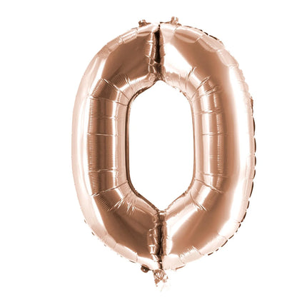0 Jaar Cijfer Ballon Rose Goud Leeg 85cm