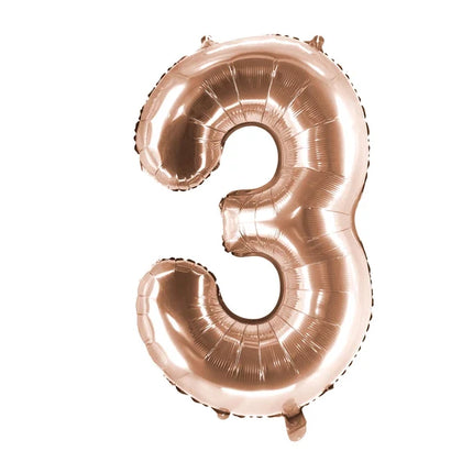 3 Jaar Cijfer Ballon Rose Goud Leeg 1m
