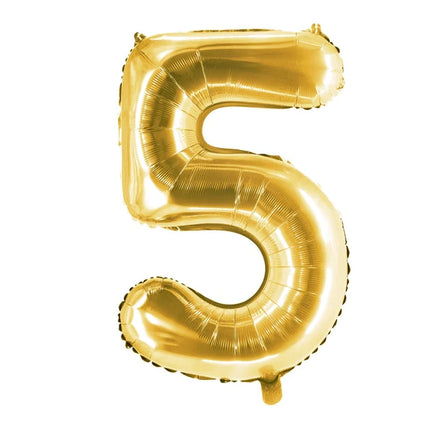 5 Jaar Cijfer Ballon Goud Leeg 1m