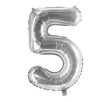 5 Jaar Cijfer Ballon Zilver Leeg 1m