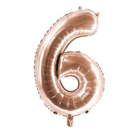 6 Jaar Cijfer Ballon Rose Goud Leeg 1m