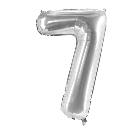 7 Jaar Cijfer Ballon Zilver Leeg 1m