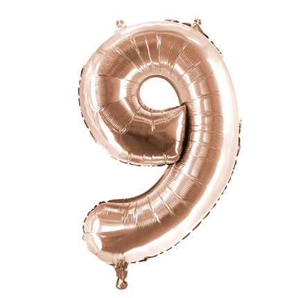 9 Jaar Cijfer Ballon Rose Goud 1m Leeg