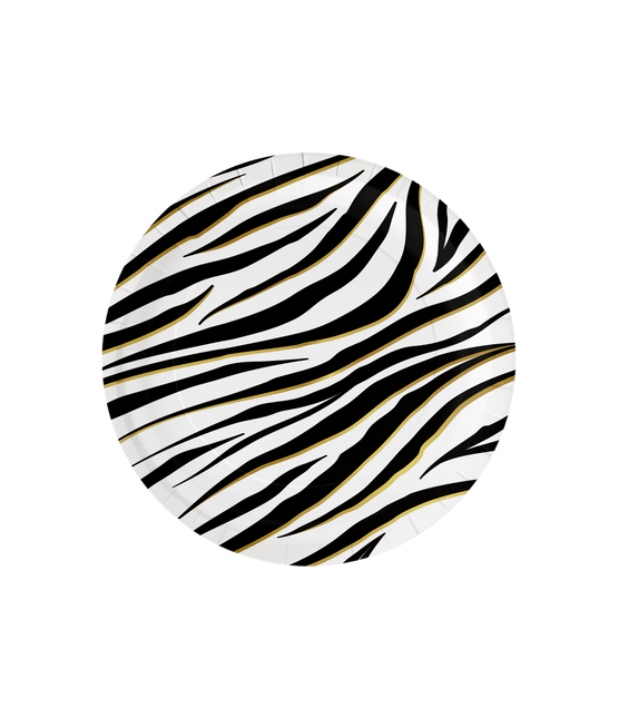 Zebra Borden Zwart Wit 23cm 8st van Paper Dreams koop je bij Partywinkel