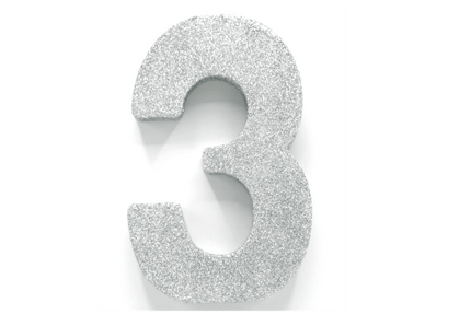 Zilver Tafeldecoratie Cijfer 3 Glitter 20,5cm van WeFiesta koop je bij Partywinkel