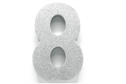Zilver Tafeldecoratie Cijfer 8 Glitter 20,5cm van WeFiesta koop je bij Partywinkel