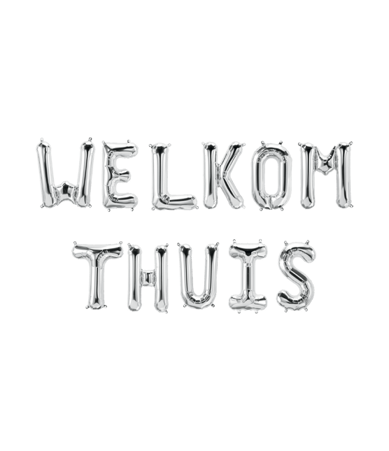 Zilveren Ballonnen Set Welkom Thuis 1,9m van Paper Dreams koop je bij Partywinkel