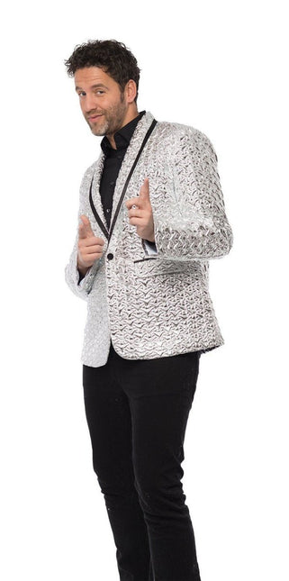Zilveren Blazer Heren van Partychimp koop je bij Partywinkel