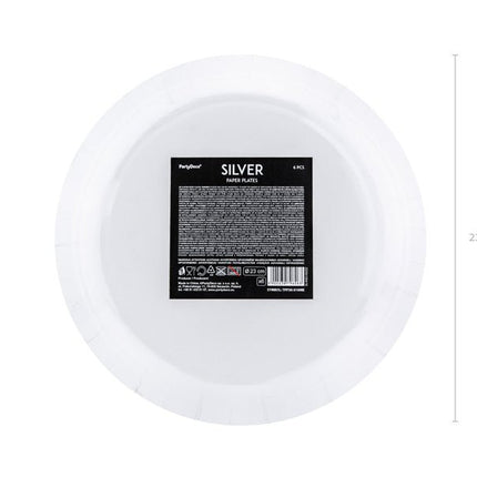 Zilveren Borden 23cm 6st van Partydeco koop je bij Partywinkel