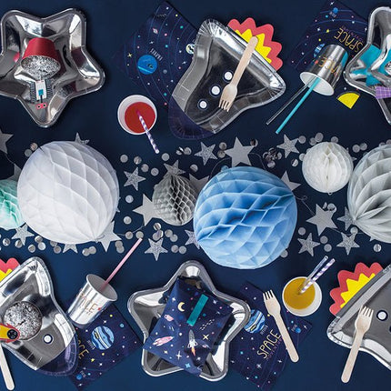 Zilveren Borden Ster 23cm 6st van Partydeco koop je bij Partywinkel