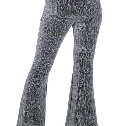 Zilveren Broek Dames Flared Glitter van Wilbers & Wilbers koop je bij Partywinkel