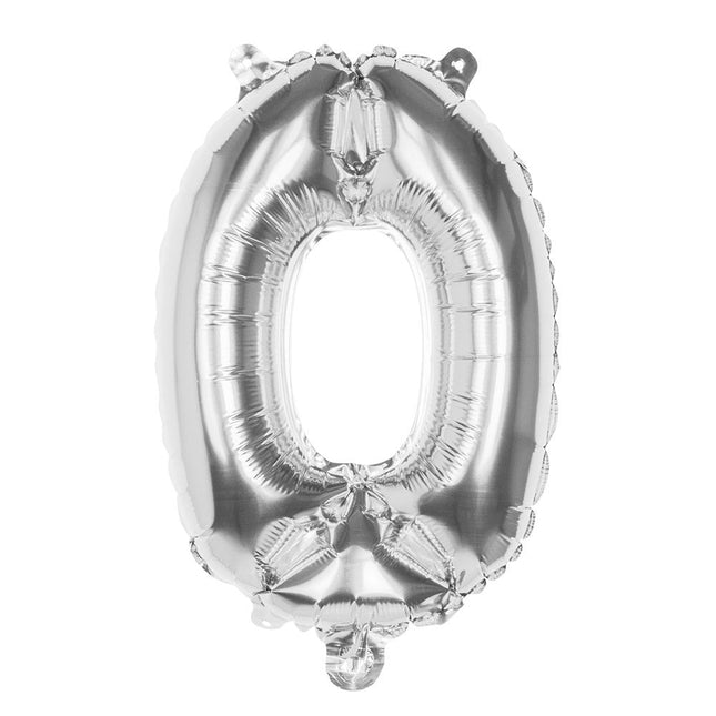 Zilveren Cijfer Ballon 0 Jaar 36cm van Boland koop je bij Partywinkel