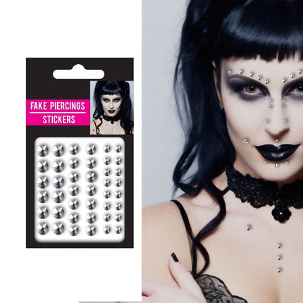 Zilveren Gezicht Stickers Piercing van Fiestas Guirca koop je bij Partywinkel