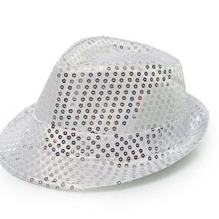 Zilveren Glitter Hoed Lampjes van Partychimp koop je bij Partywinkel
