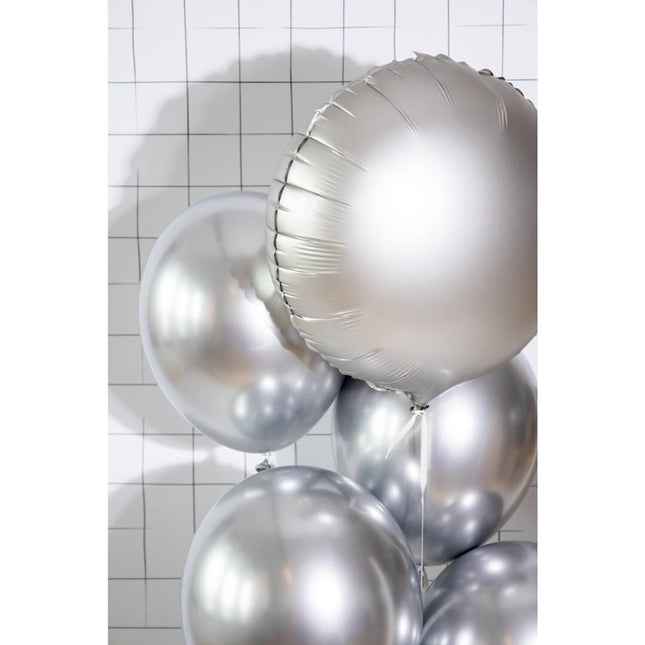 Zilveren Helium Ballon Rond Leeg 45cm van Folat koop je bij Partywinkel
