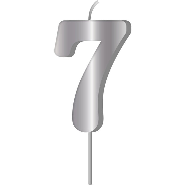 Zilveren Kaars 7 Jaar 7cm van Folat koop je bij Partywinkel