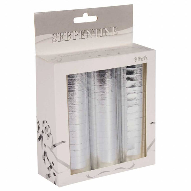 Zilveren Serpentine Metallic 3st van Folat koop je bij Partywinkel