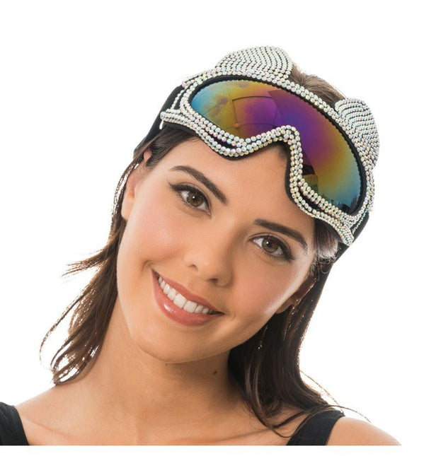 Zilveren Skibril Goggles 18x13cm van CHAKS koop je bij Partywinkel