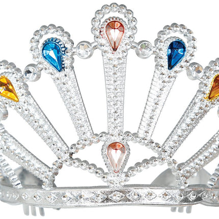 Zilveren Tiara Met Edelstenen van Fiestas Guirca koop je bij Partywinkel