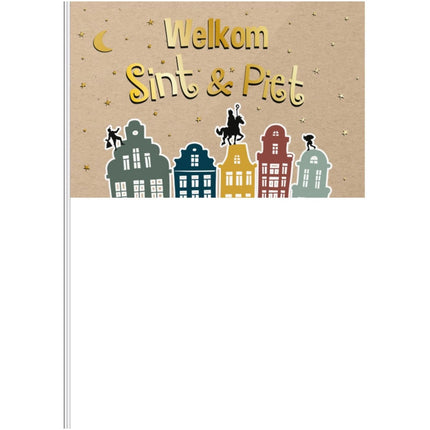 Zwaaivlaggetje Welkom Sint En Piet 30cm van Folat koop je bij Partywinkel