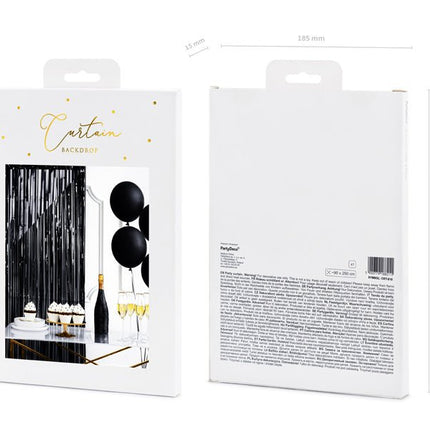 Zwart Deurgordijn 2,5m van Partydeco koop je bij Partywinkel