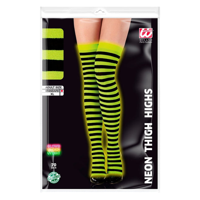 Zwart Gele Kousen Gestreept van Widmann koop je bij Partywinkel