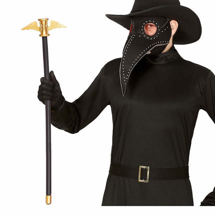 Zwart Gouden Wandelstok 1m van Fiestas Guirca koop je bij Partywinkel