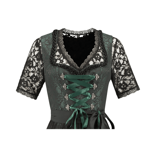 Zwart Groene Dirndl Jurk Oktoberfest Dames Jaquard van Haus Huberts koop je bij Partywinkel