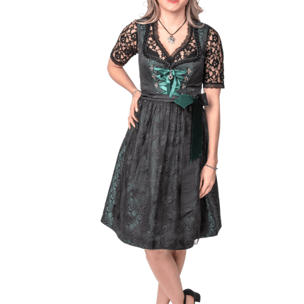 Zwart Groene Dirndl Jurk Oktoberfest Dames Jaquard van Haus Huberts koop je bij Partywinkel