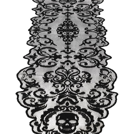 Zwart Halloween Tafelkleed Kant 180cm van Fiestas Guirca koop je bij Partywinkel