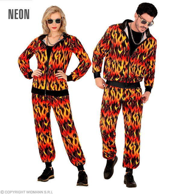 Zwart Oranje Trainingspak Fout Vlammen van Widmann koop je bij Partywinkel