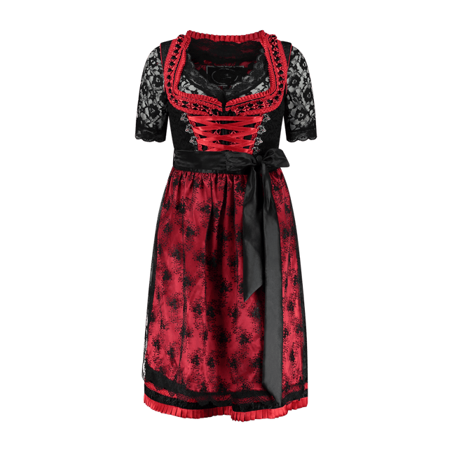 Zwart Rode Dirndl Jurk Oktoberfest Dames 2 Delig van Haus Huberts koop je bij Partywinkel