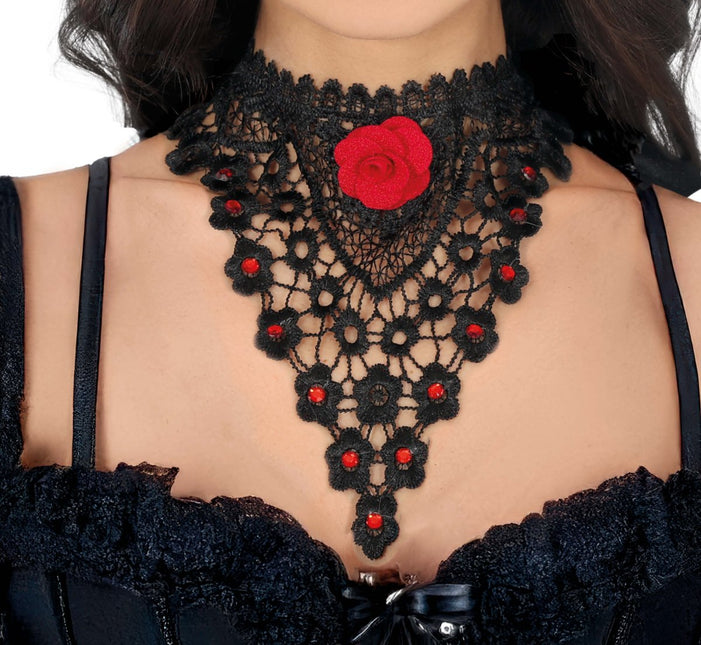 Zwart Rode Ketting Roos van Fiestas Guirca koop je bij Partywinkel