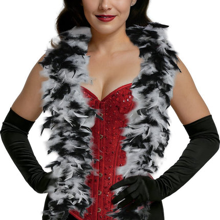 Zwart Witte Boa Veren 80gr van Fiestas Guirca koop je bij Partywinkel