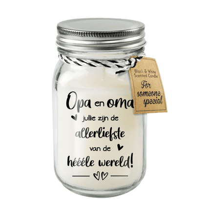 Zwart Witte Geurkaars Opa En Oma van Paper Dreams koop je bij Partywinkel