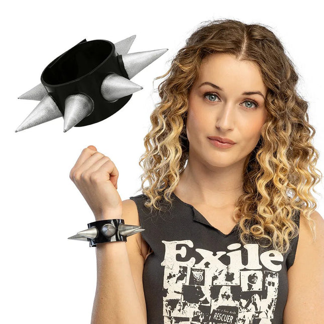Zwart Zilveren Armband Spikes van Boland koop je bij Partywinkel