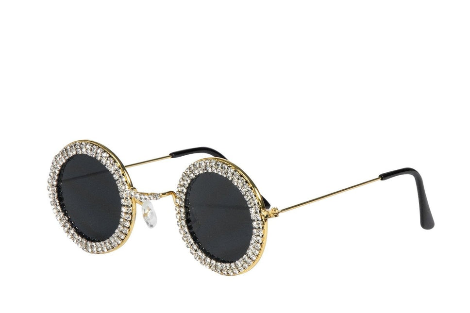 Zwart Zilveren Bril Rond Met Steentjes van Wilbers & Wilbers koop je bij Partywinkel