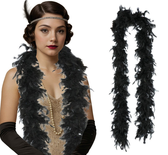 Zwarte Boa Veren 80gr van Fiestas Guirca koop je bij Partywinkel