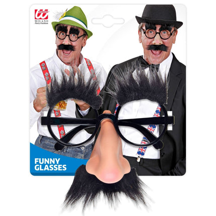 Zwarte Bril Met Neus, Snor En Wenkbrauwen van Widmann koop je bij Partywinkel