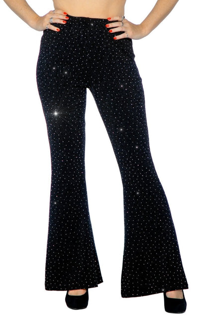 Zwarte Broek Dames Flared Glitter van Wilbers & Wilbers koop je bij Partywinkel