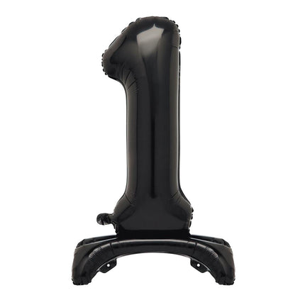 Zwarte Cijfer Ballon 1 Jaar Met Standaard 76cm van Unique koop je bij Partywinkel