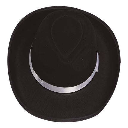 Zwarte Gangster Hoed Wit Lint van Fiestas Guirca koop je bij Partywinkel